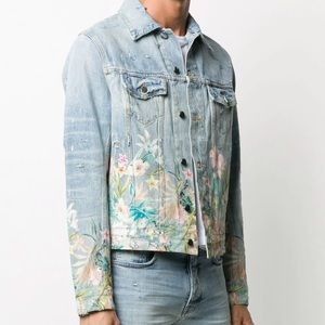 Amiri floral-detail denim jacket